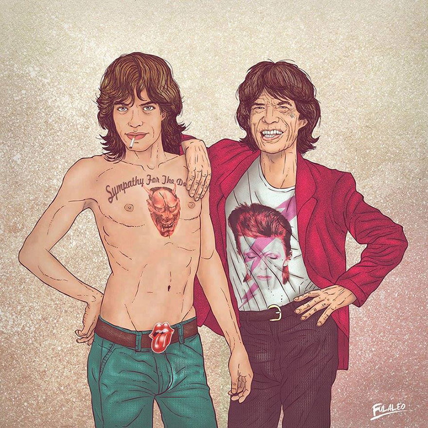 Before & After: Old Celebrities With Their Younger Selves By Fulvio Alejandro 15 mick - Before & After: Old Celebrities With Their Younger Selves By Fulvio Alejandro