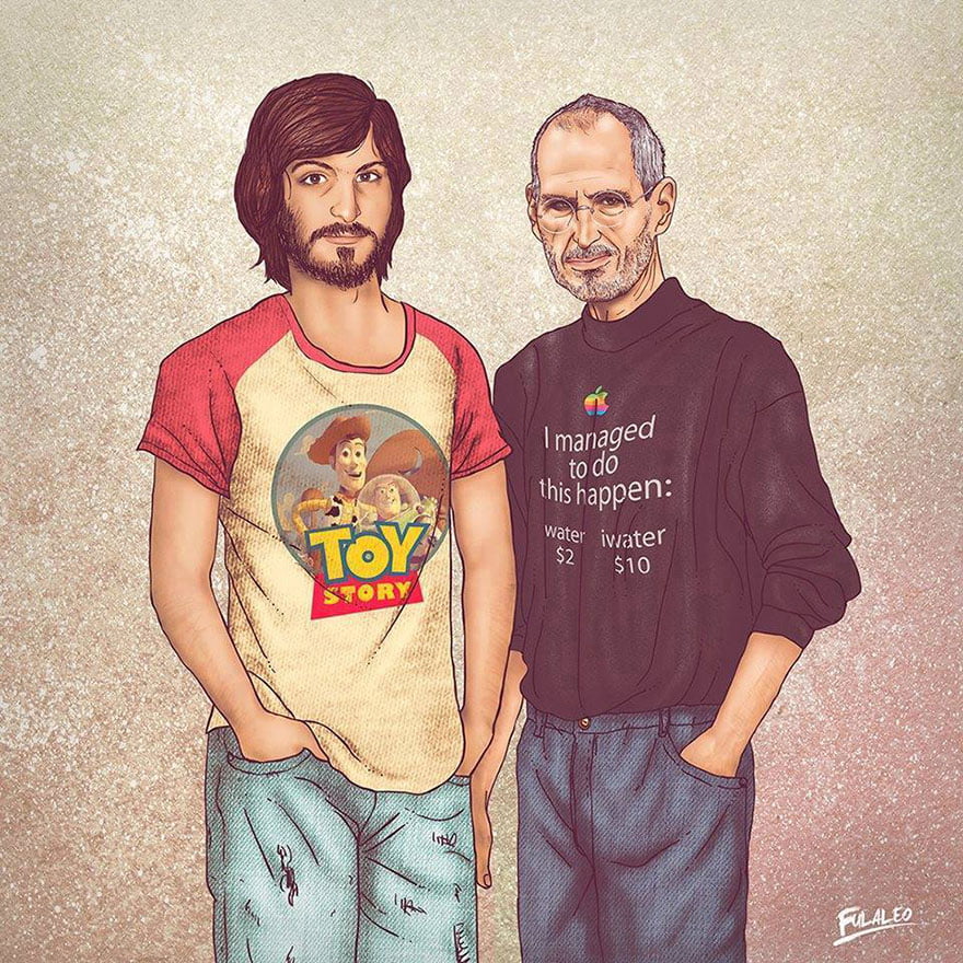 Before & After: Old Celebrities With Their Younger Selves By Fulvio Alejandro 14 steve jobs - Before & After: Old Celebrities With Their Younger Selves By Fulvio Alejandro