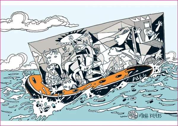 Greek cartoonist Giannis Kalaitzis, 71, dies of cancer on 12 February 2016 12 Illustration by Giannis Kalaitzis - Greek cartoonist Giannis Kalaitzis, 71, dies of cancer on 12 February 2016