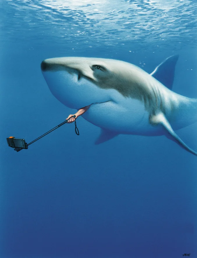 Gerhard Haderer – Think Big! Exhibition 14 19 Gerhard Haderer Mein spektakulärstes Urlaubs Selfie 2015 © Gerhard Haderer 2016 klein - Gerhard Haderer – Think Big! Exhibition