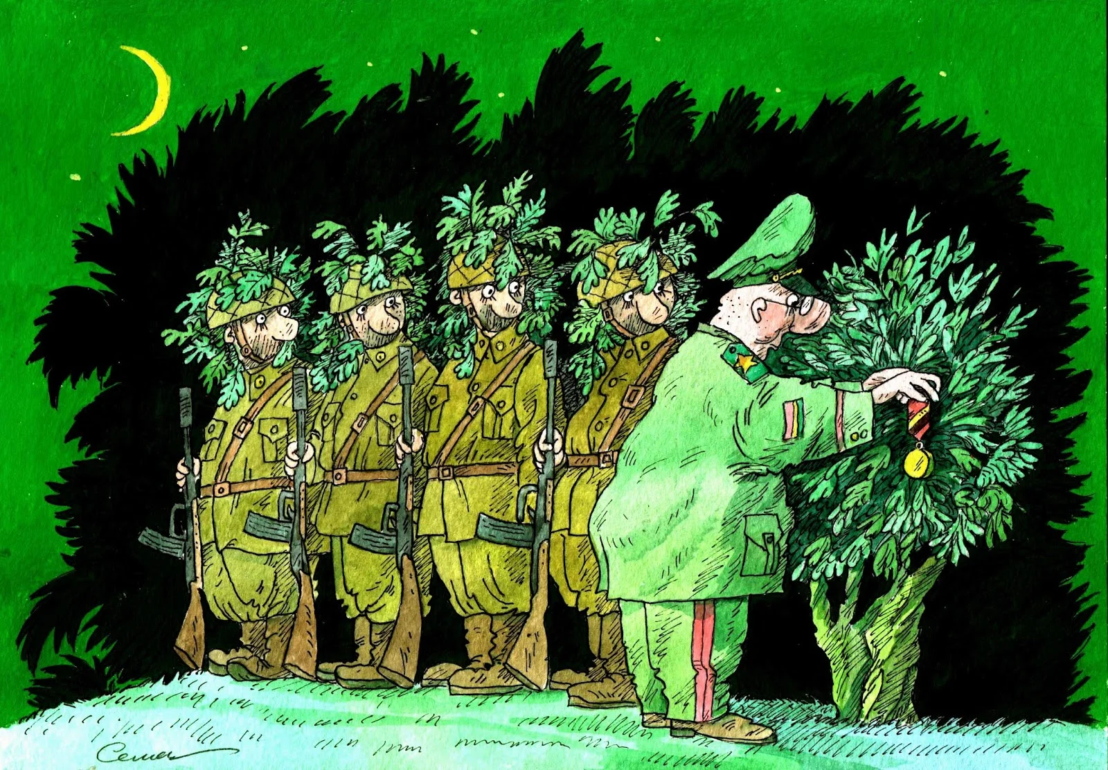 Results of the 18th Salon of Antiwar Cartoon, 2015, Serbia 16 NAGRADA BIDGOSCA Sergey Semenndyaev солдаты2 - Results of the 18th Salon of Antiwar Cartoon, 2015, Serbia