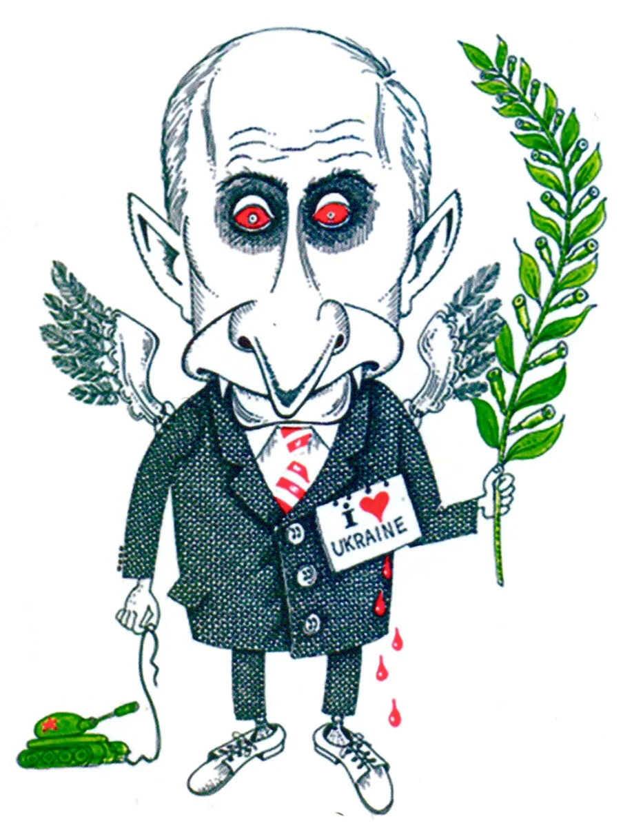 Vladimir Putin; the peacemaker. Editorial Cartoon by Vladimir Solonko, from Kiev, Ukraine Vladimir Putin; the peacemaker. Editorial Cartoon by Vladimir Solonko, from Kiev, Ukraine