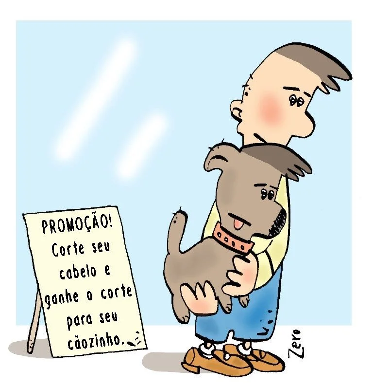 João Zero 15 Cartoon of a man and dog