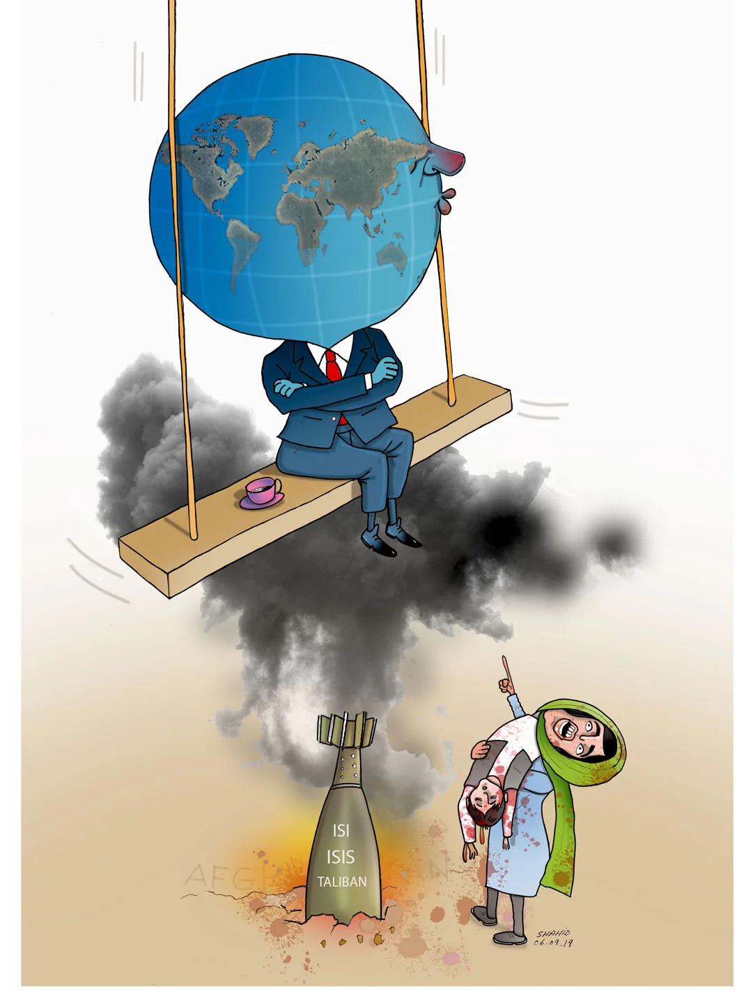 The world is silent to terror and bloodshed in Afghanistan! 11 The world is silent to terror and bloodshed in Afghanistan cartoon
