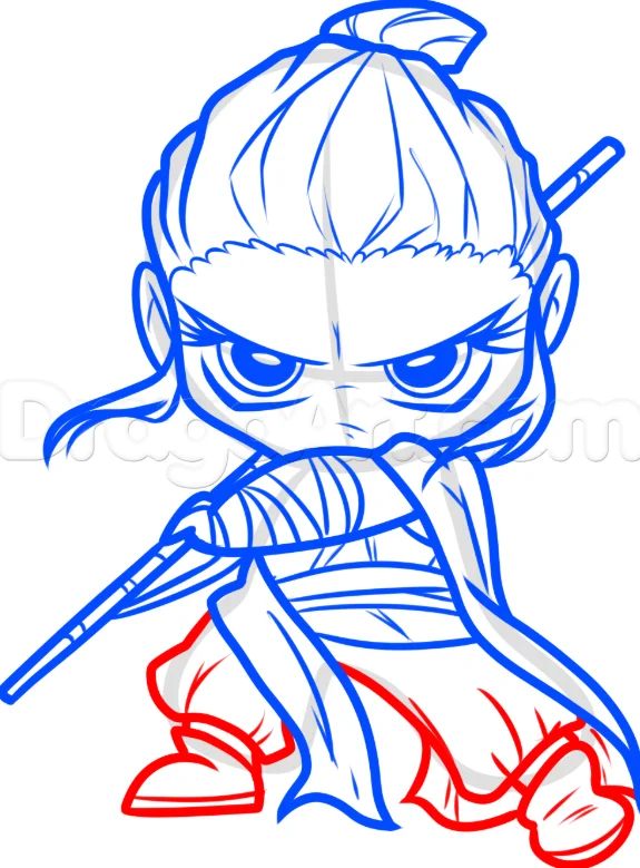 How to Draw Rey From Star Wars, Easy in 7 steps 18 How to Draw Rey Step 7