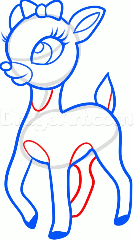 How to Draw Clarice the Reindeer, Easy Tutorial, 8 Steps 18 How to Draw Clarice the Reindeer Step 7