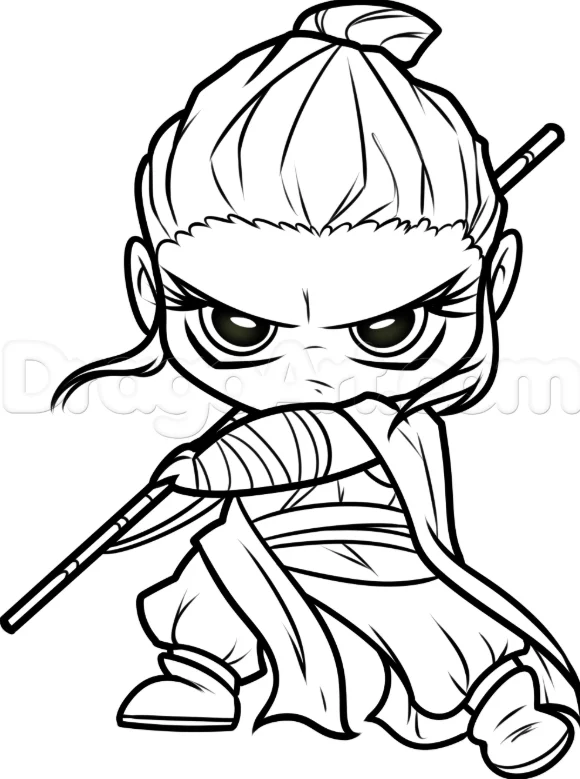 How to Draw Rey From Star Wars, Easy in 7 steps 19 How to Draw Rey From Star Wars, final