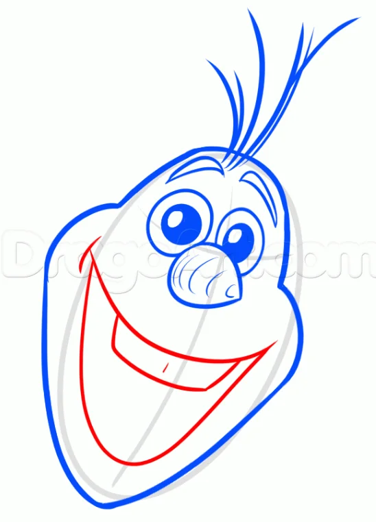 How to Draw Olaf from Frozen movie, Easy Tutorial, 6 Steps 16 How to Draw Olaf Step 5