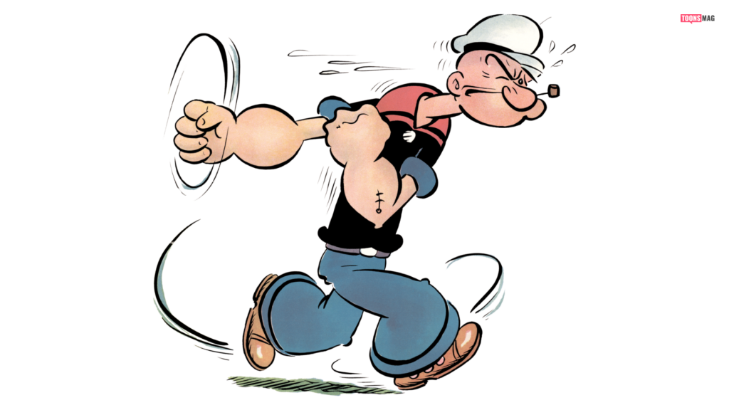 25+ Most Famous Cartoon Characters of All Time 22 A depiction of Popeye the Sailor, based on an American propaganda poster encouraging people to fight against the Japanese and the Nazis by buying American war stamps used to acquire war bonds.