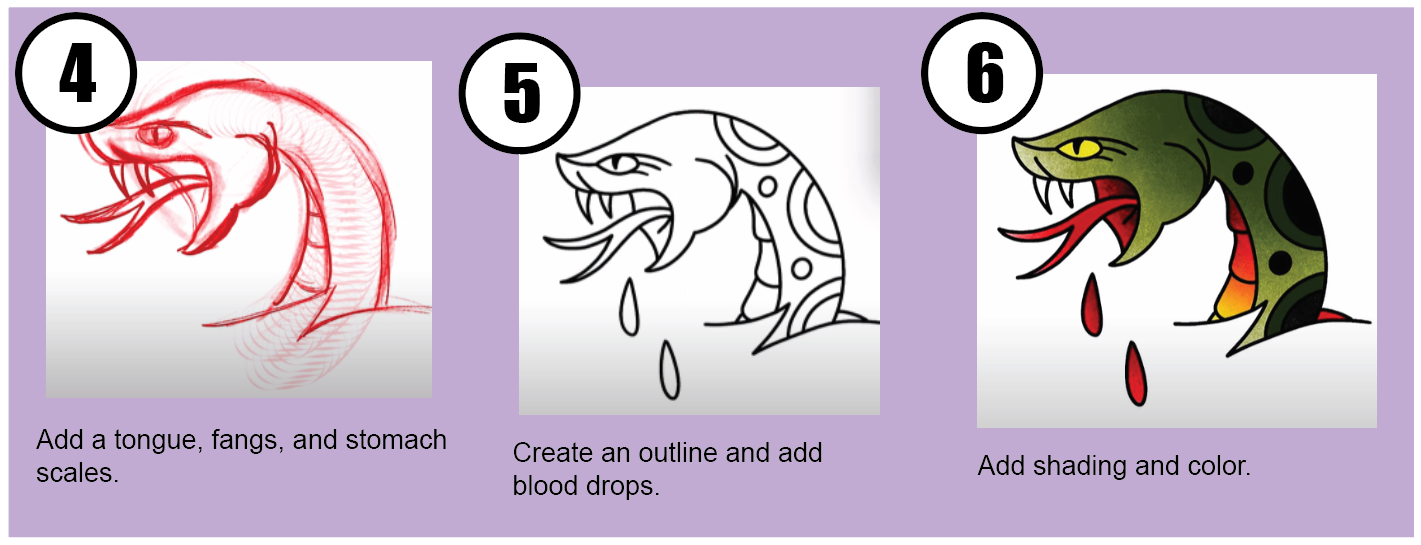How to Draw American Traditional Tattoos 22 snake2 - How to Draw American Traditional Tattoos