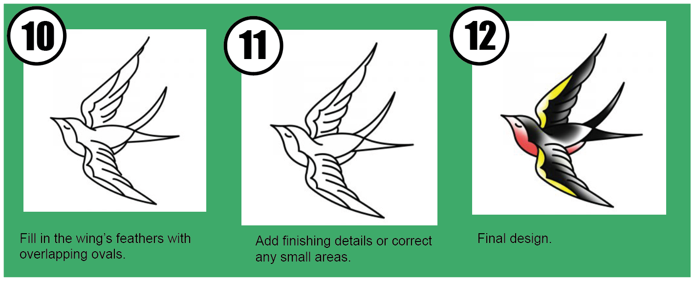 How to Draw American Traditional Tattoos 15 sparrow4 - How to Draw American Traditional Tattoos