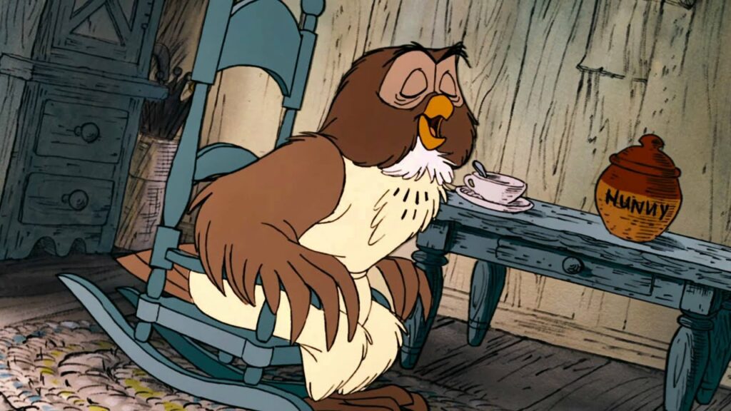 The Endearing Charm of Winnie the Pooh and Friends 19 Owl from the Disney cartoons about Winnie the Pooh and his friends in the Hundremeter Forest. Created by A.A. Milne, Image: © Disney/Everett