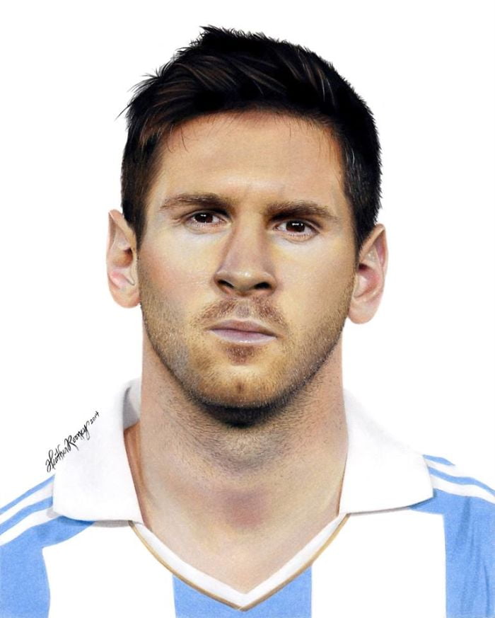 Heather Rooney's Photorealistic drawings with colored pencils 25 Lionel Messi