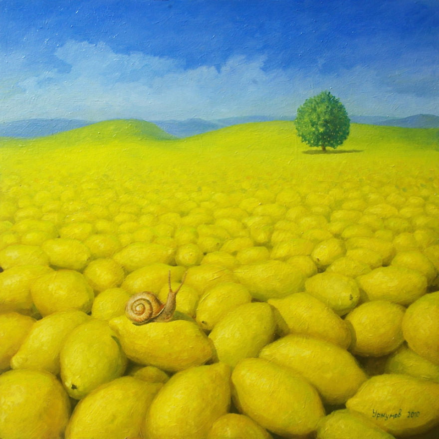 Lemon world - World Full Of Lemons By Surrealist Painter Vitaly Urzhumov