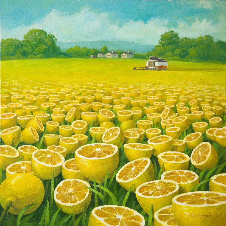 harvest - World Full Of Lemons By Surrealist Painter Vitaly Urzhumov
