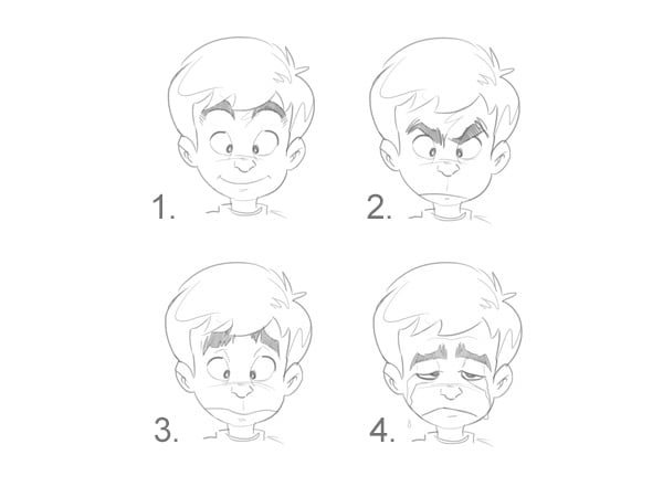 cartoonemotions 02 - Create Emotions From Simple Changes in the Face, Easy Tutorial, 5 Steps