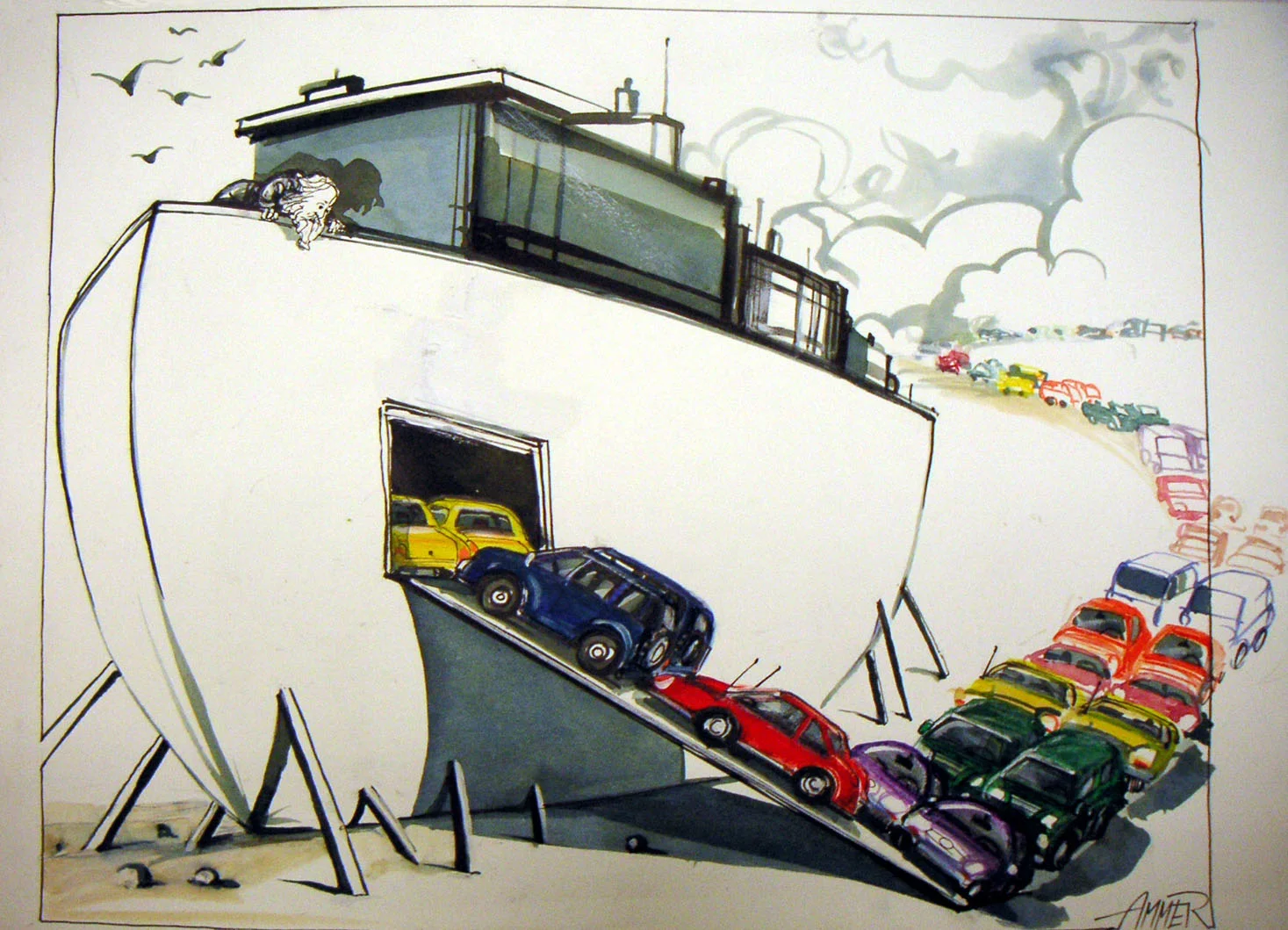 Wolfgang Ammer Arche Noah 2007 Landessammlungen NOE co Wolfgang Ammer - Cult on 4 Wheels The Car in Comics and Caricature