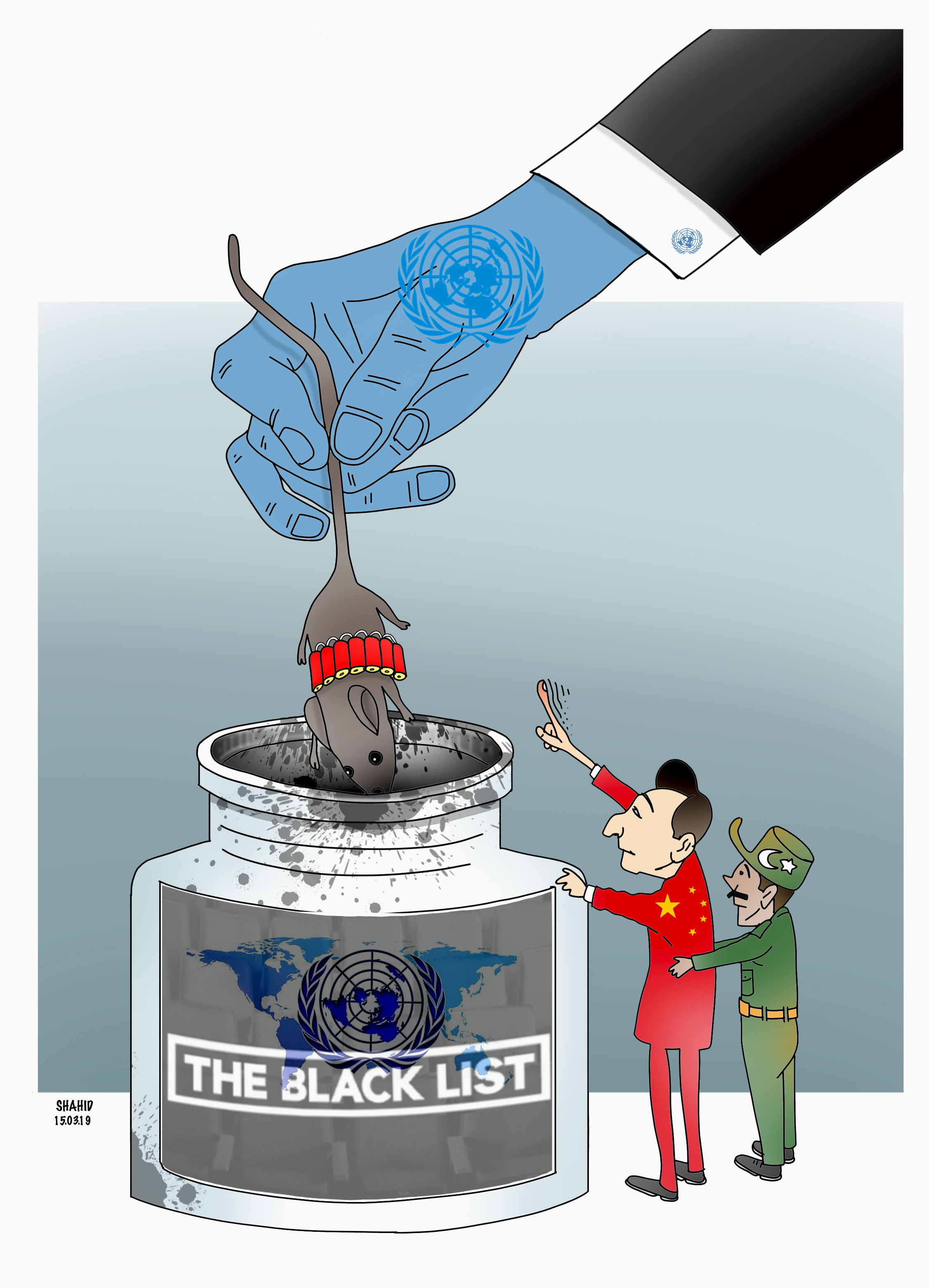 cartoon 119 - UN wants Marod Azhar (Pakistani terrorist) in the Blacklist
