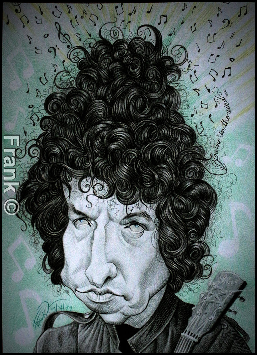 Caricature of Bob Dylan, by Frank