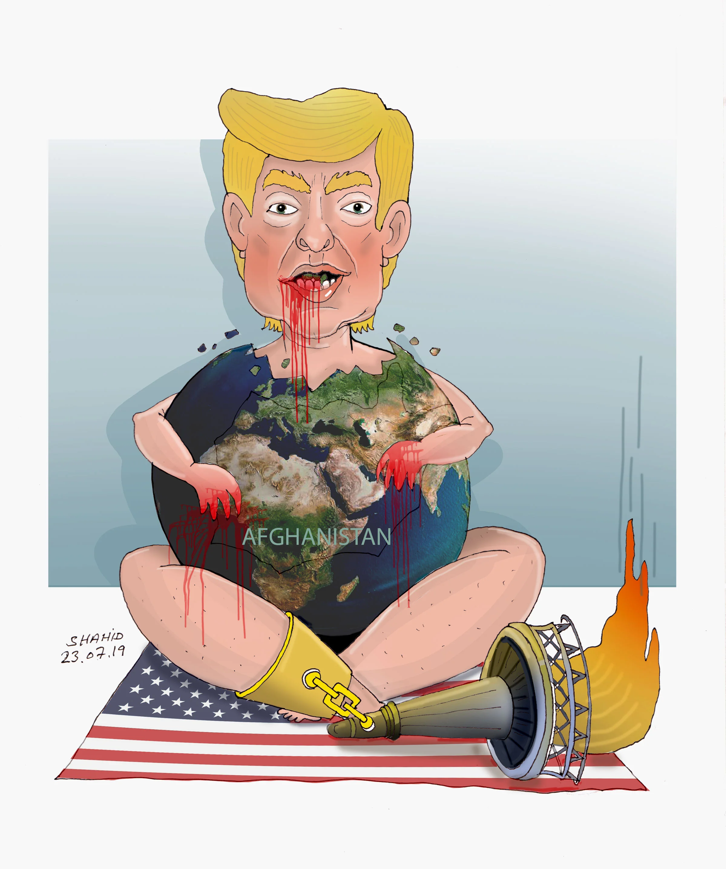 cartoon Trump wipe Afghanistan off the face of the Earth!