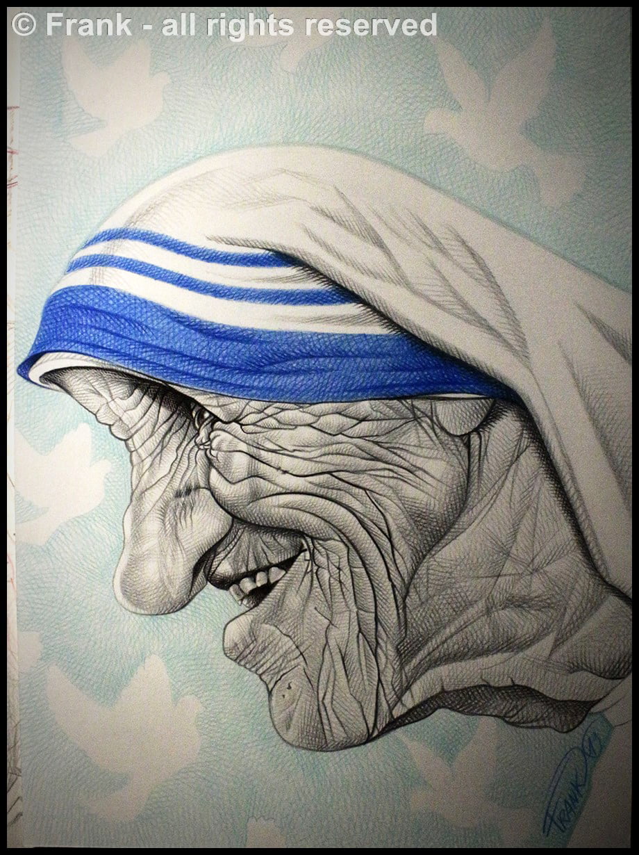 Madre Teresa di Calcutta, pencils on paper, by Frank