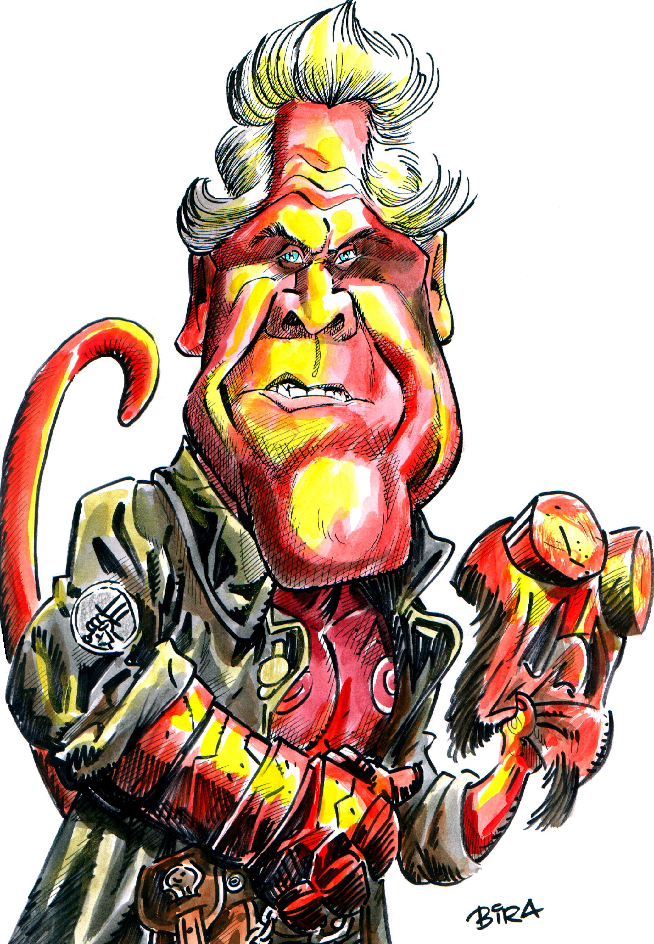 Ron Perlman, the Hellboy Caricature