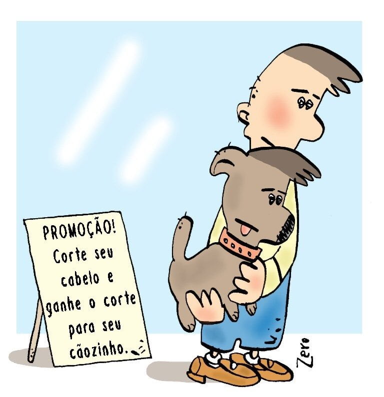 João Zero 15 Cartoon of a man and dog