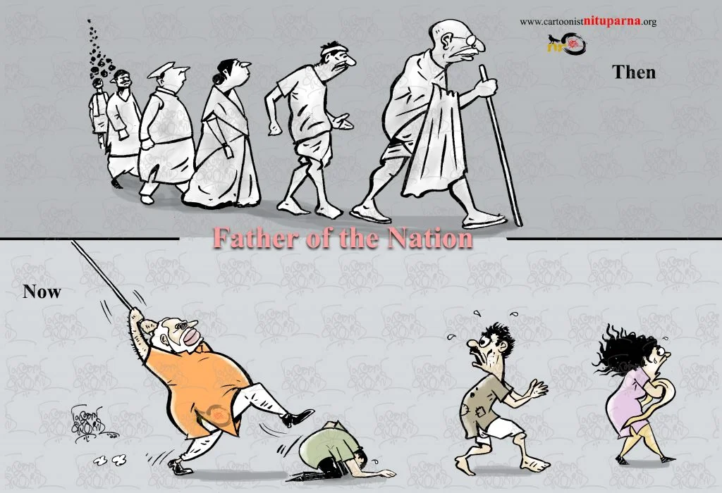 Gandhi and Modi cartoon