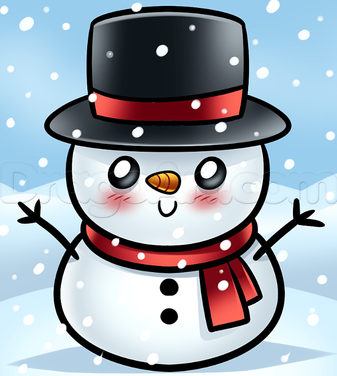 Drawing A Snowman Easy Drawing Tutorial 5 Steps Toons Mag