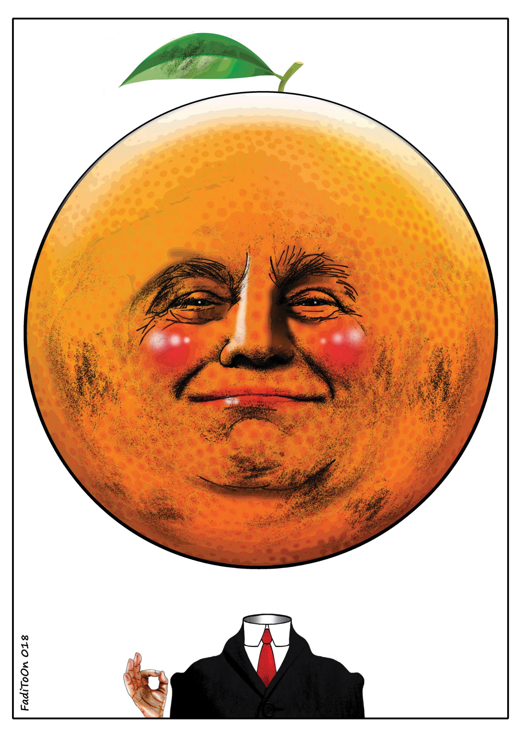 Mr. Orange a satirical cartoon caricature of US President Donald Trump.