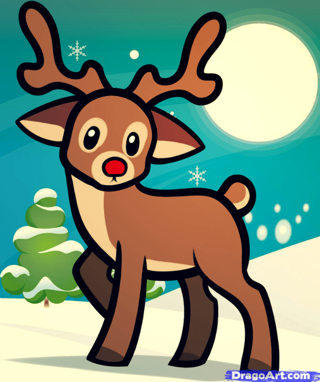 How To Draw A Reindeer For Kids, Easy Tutorial, 6 Steps - Toons Mag