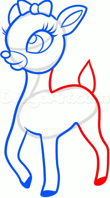 How To Draw A Reindeer For Kids, Easy Tutorial, 6 Steps - Toons Mag