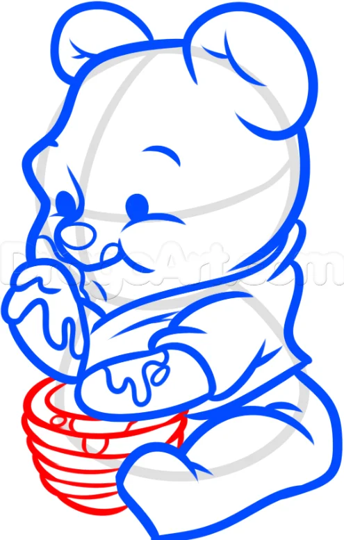 How to Draw Chibi Winnie the Pooh Bear step 8