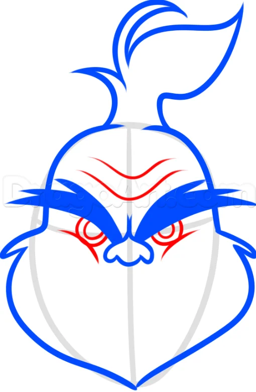 step 5 10 - How to Draw the Grinch For Kids, Easy Tutorial, 7 Steps