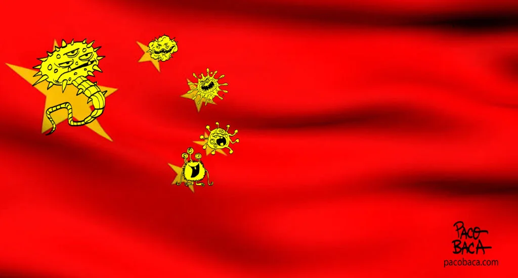 Cartoon: Red Flag; Corona Virus in China