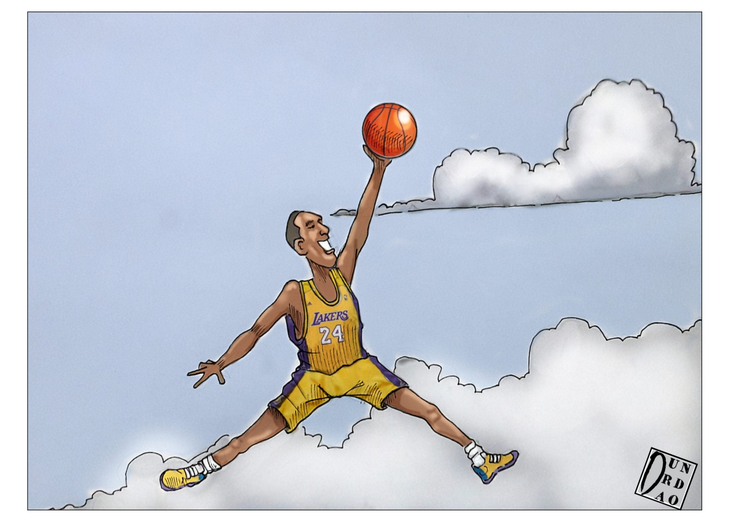 How to Draw a Cartoon - Kobe Bryant Logo (Tutorial Step by Step) 