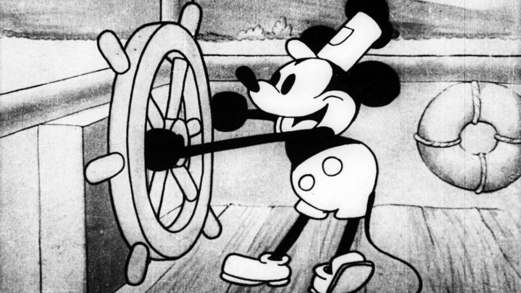 The Origins and Evolution of Mickey Mouse: How a Simple Cartoon Character Became a Global Cultural Icon 14 Mickey Mouse, the character who launched Walt Disney's entertainment empire, first appeared in the 1928 cartoon "Steamboat Willy." Now he must accept being overshadowed by more spectacular characters. The Walt Disney Company