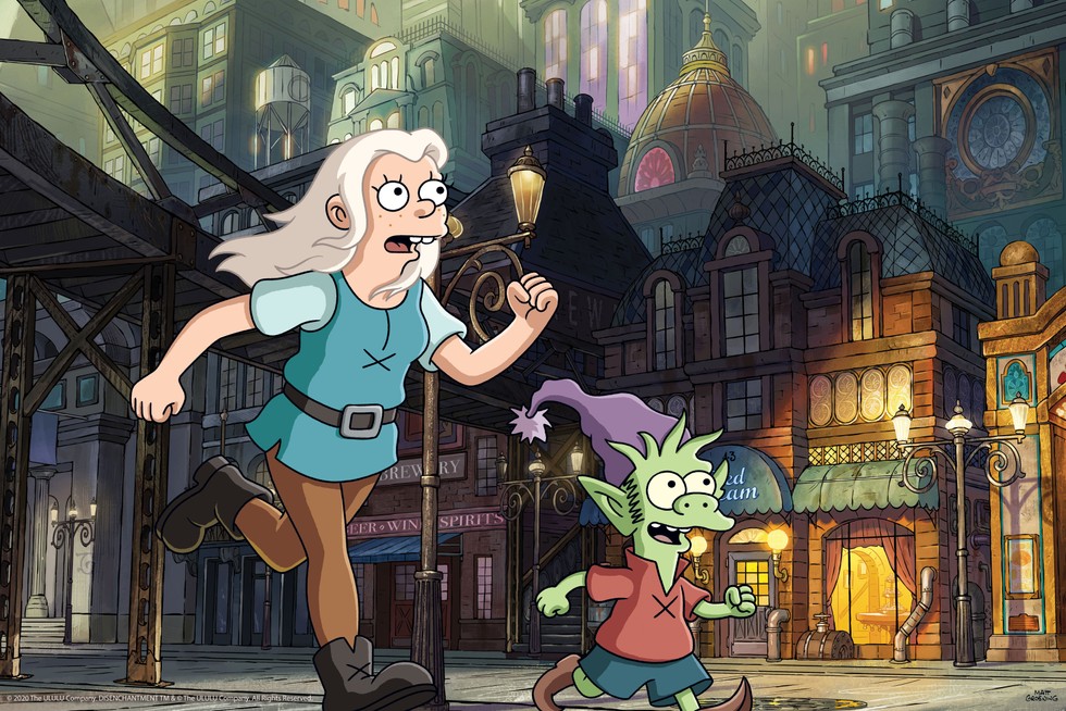 Disenchantment: Matt Groening's Animated Fantasy Epic 12 Characters from the animated fantasy series Disenchantment, created by Matt Groening (known for The Simpsons and Futurama), which is available on Netflix. Image: © Netflix