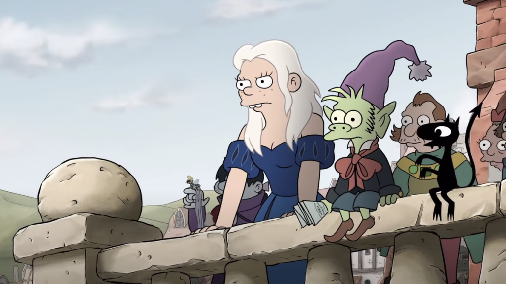 Disenchantment: Matt Groening's Animated Fantasy Epic 15 Characters from the animated fantasy series Disenchantment, created by Matt Groening (known for The Simpsons and Futurama), which is available on Netflix. Image: © Netflix
