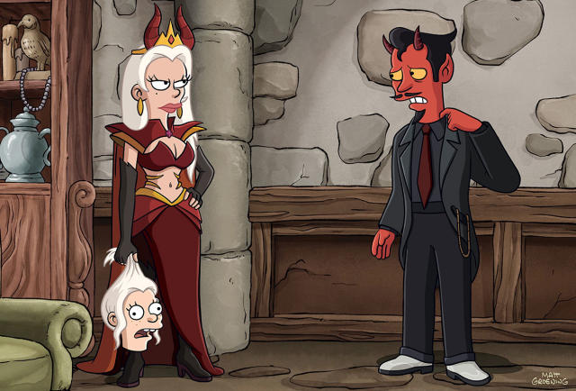 Disenchantment: Matt Groening's Animated Fantasy Epic 19 Characters from the animated fantasy series Disenchantment, created by Matt Groening (known for The Simpsons and Futurama), which is available on Netflix. Image: © Netflix