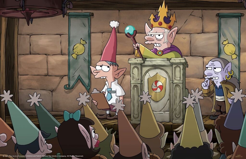 Disenchantment: Matt Groening's Animated Fantasy Epic 20 Characters from the animated fantasy series Disenchantment, created by Matt Groening (known for The Simpsons and Futurama), which is available on Netflix. Image: © Netflix